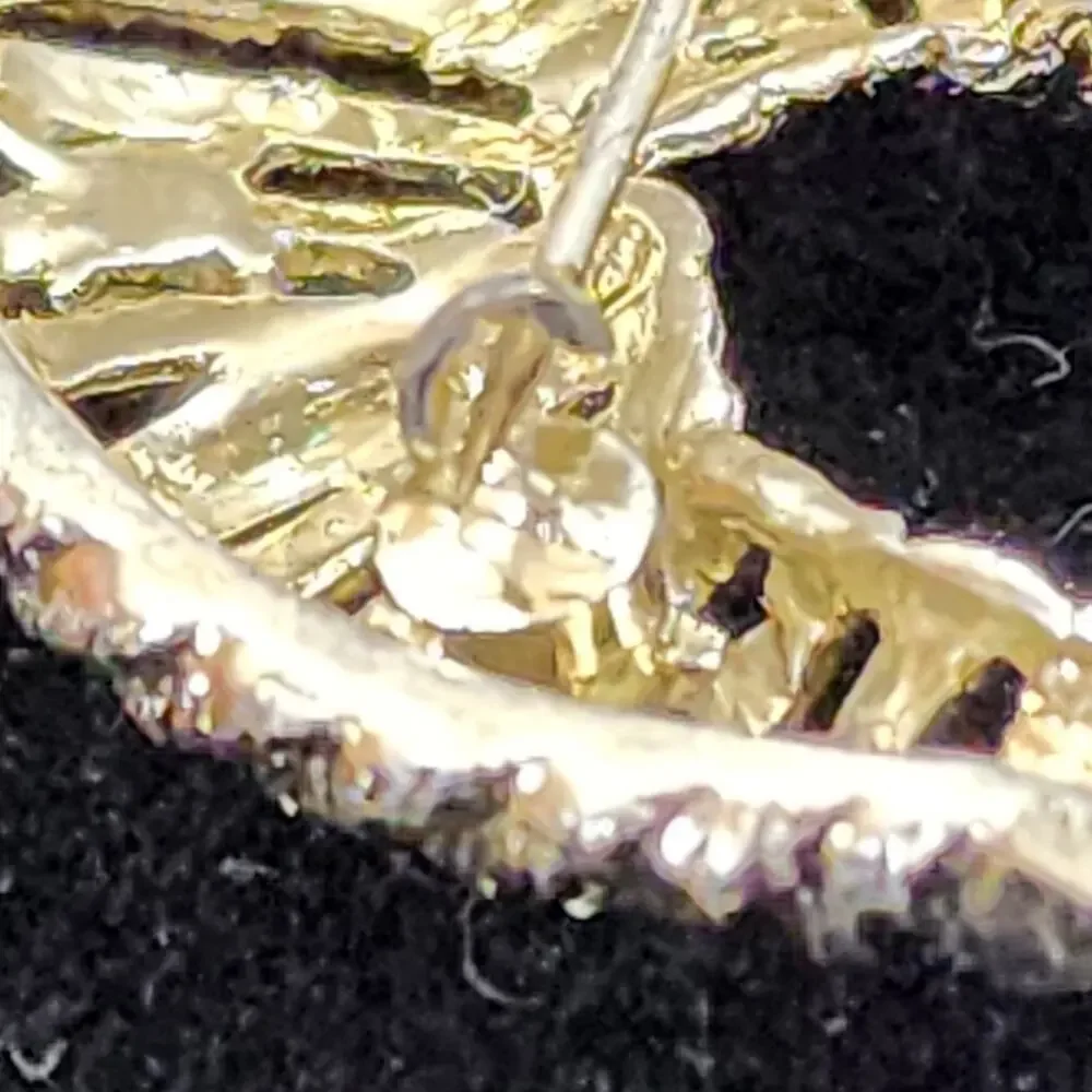 Feather Plume Aurora  Borealis Rhinestone Brooch Gold Tone C Hook Latch Vintage